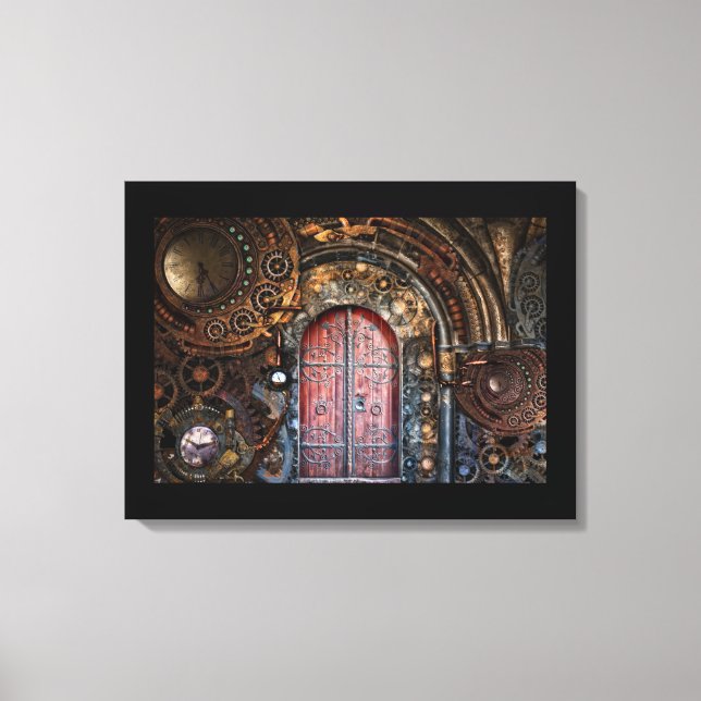 steampunk door wrapped canvas print (Front)