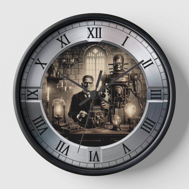 Steampunk Dr Frankenstein  Electro-Mechanical  Clock (Front)