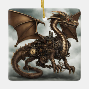 Steampunk Dragon Ceramic Ornament