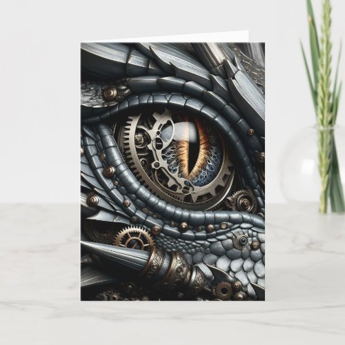 Steampunk Dragon Eye Closeup Ai Art Card