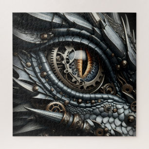 Steampunk Dragon Eye Closeup Ai Art Jigsaw Puzzle