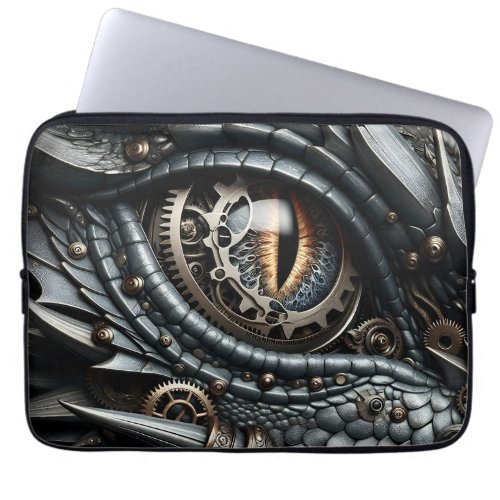 Steampunk Dragon Eye Closeup Ai Art Laptop Sleeve