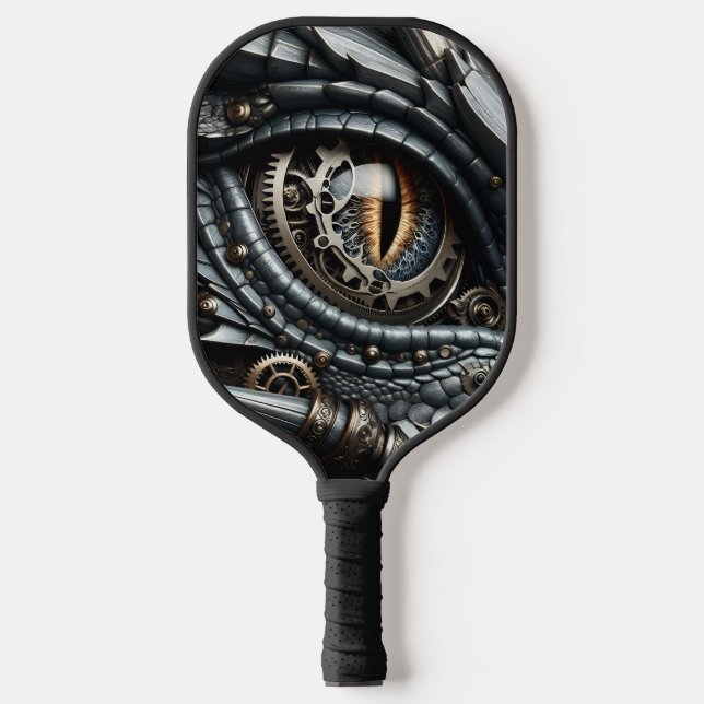 Steampunk Dragon Eye Closeup Ai Art Personalized Pickleball Paddle (Front)