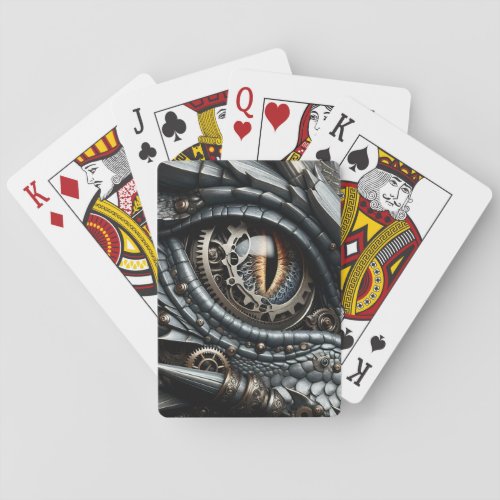 Steampunk Dragon Eye Closeup Ai Art Playing Cards