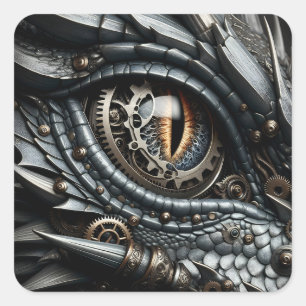 Steampunk Dragon Eye Closeup Ai Art Square Sticker