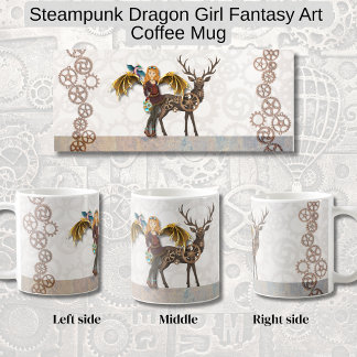 Steampunk Dragon Girl Fantasy Art Coffee Mug