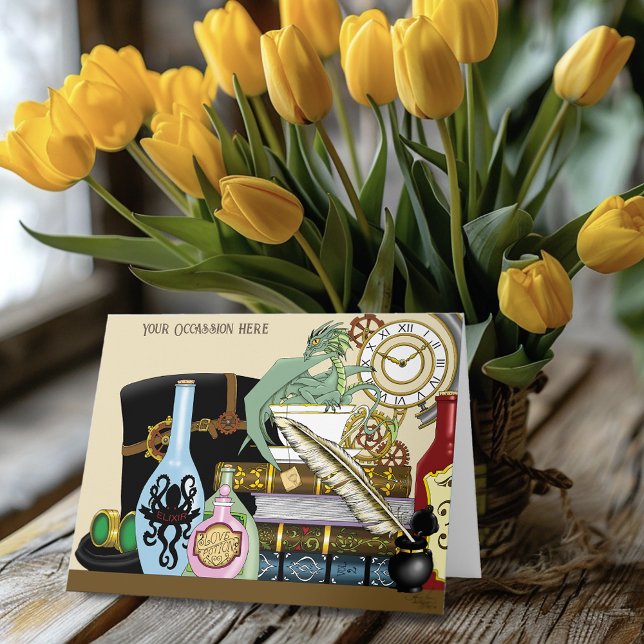 Steampunk Dragon Magic Potions Fantasy Alchemy Card (Creator Uploaded)