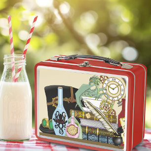 Steampunk Dragon Magic Potions Fantasy Alchemy Metal Lunch Box