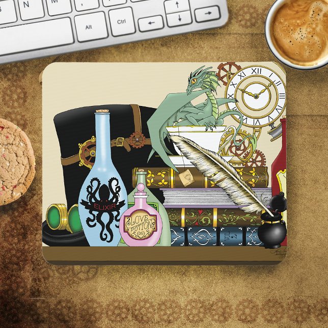 Steampunk Dragon Magic Potions Fantasy Alchemy Mouse Pad (Creator Uploaded)