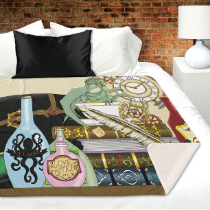 Steampunk Dragon Magic Potions Fantasy Alchemy Sherpa Blanket
