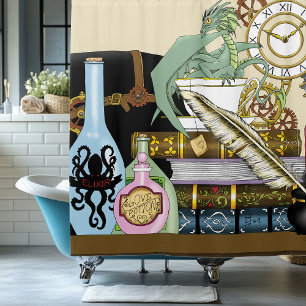 Steampunk Dragon Magic Potions Fantasy Alchemy Shower Curtain