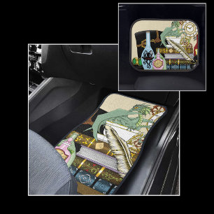 Steampunk Dragon Potions Books Car Floor Mat