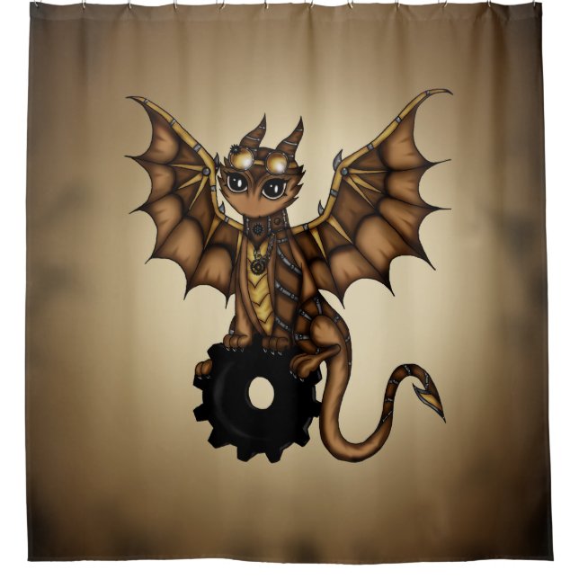 steampunk dragon shower curtain (Front)