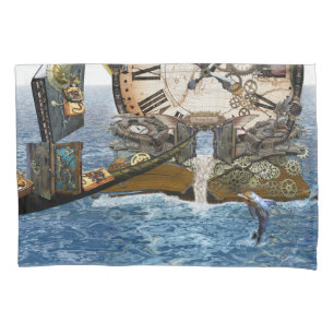 Steampunk dragon story book pillowcase