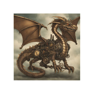 Steampunk Dragon Wood Wall Art
