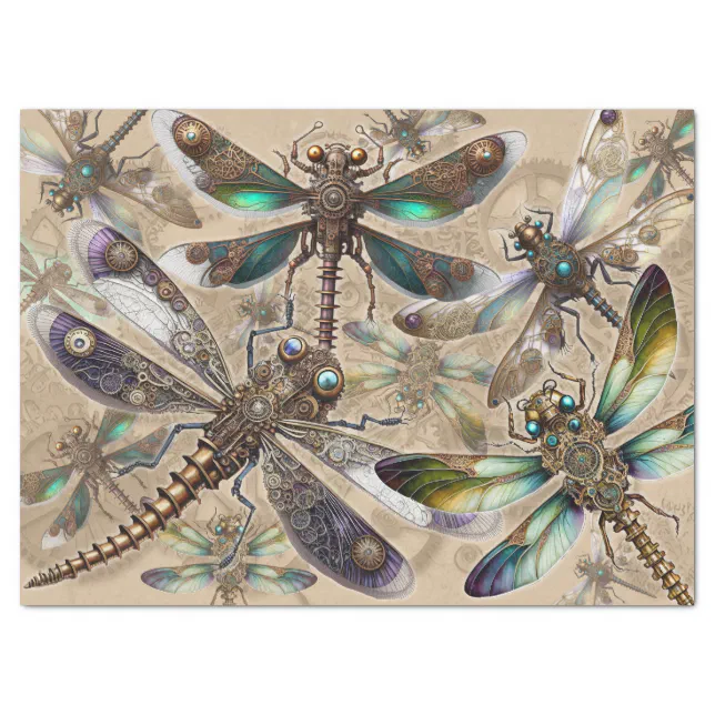 Steampunk Dragonflies decoupage Tissue Paper | Zazzle