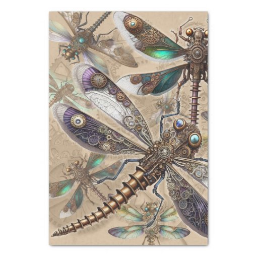 Steampunk Dragonflies decoupage Tissue Paper | Zazzle