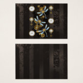 Steampunk Dragonflies on brown striped background (Front & Back)