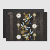 Steampunk Dragonflies on brown striped background (Front/Back)