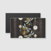 Steampunk Dragonflies on brown striped background (Front/Back)