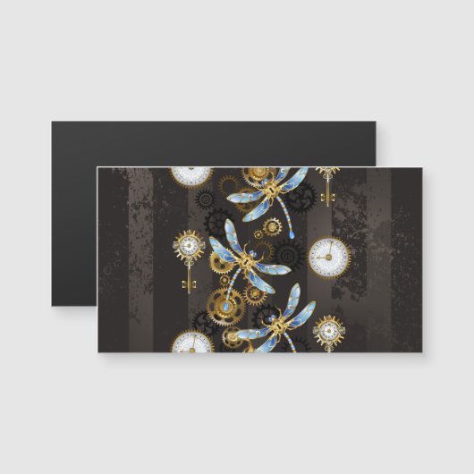 Steampunk Dragonflies on brown striped background (Front/Back)