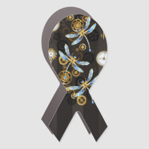 Steampunk Dragonflies on brown striped background Car Magnet