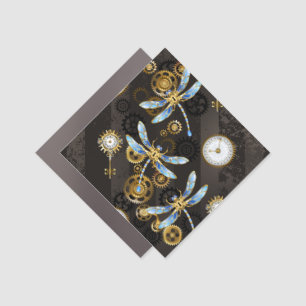 Steampunk Dragonflies on brown striped background Car Magnet