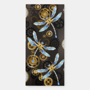 Steampunk Dragonflies on brown striped background Magnetic Notepad