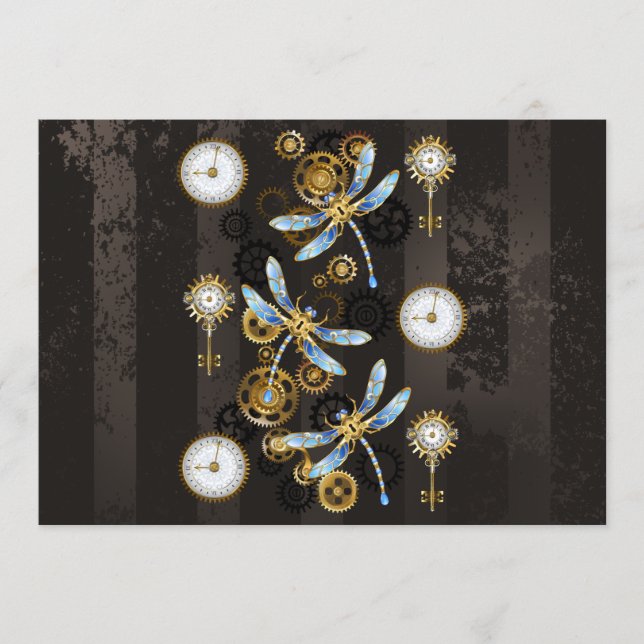 Steampunk Dragonflies on brown striped background Program (Front)