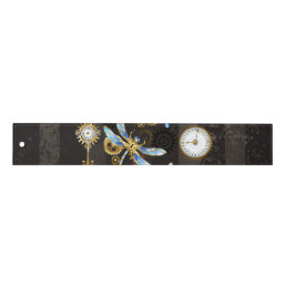 Steampunk Dragonflies on brown striped background Ruler