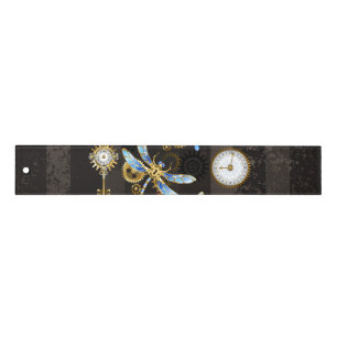 Steampunk Dragonflies on brown striped background Ruler
