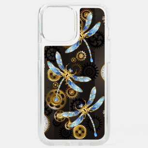 Steampunk Dragonflies on brown striped background Speck iPhone 12 Pro Max Case