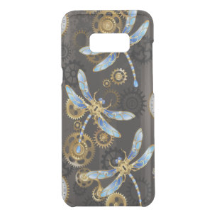 Steampunk Dragonflies on brown striped background Uncommon Samsung Galaxy S8+ Case
