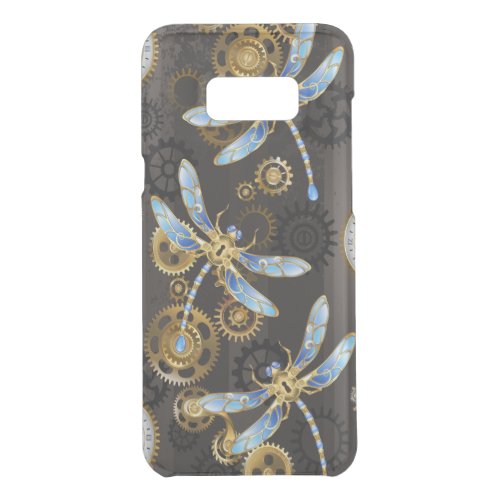Steampunk Dragonflies on brown striped background Uncommon Samsung Galaxy S8 Case