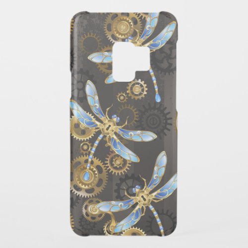 Steampunk Dragonflies on brown striped background Uncommon Samsung Galaxy S9 Case