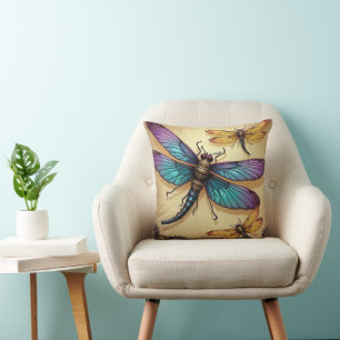 Steampunk Dragonflies Throw Pillow