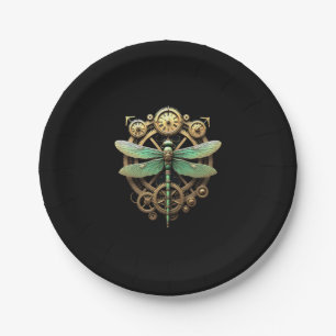 Steampunk Dragonfly Victorian Art Mechanical Steam Paper Plates