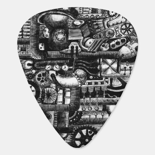 steampunk draw machinery cartoon mechanism pattern guitar pick