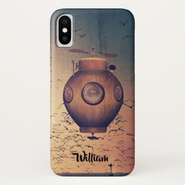 Steampunk Drawing of Mechanical Submarine Case-Mate iPhone Case (Back)