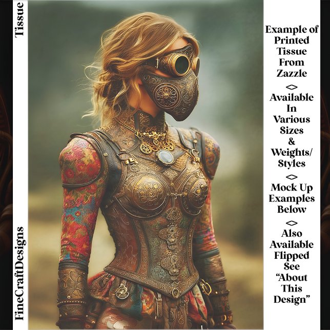 Steampunk Dystopian Woman, Armor EK3R Decoupage Tissue Paper (Creator Uploaded)