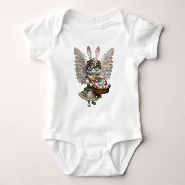 Steampunk Easter Bunny Angel Girl Baby Bodysuit (Front)