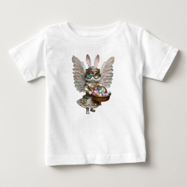 Steampunk Easter Bunny Angel Girl Baby T-Shirt (Front)