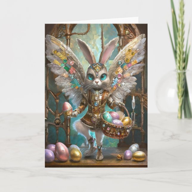 Steampunk Easter Bunny Angel Knight's Apprentice Card (Front)