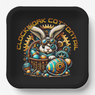 Steampunk Easter Bunny Paper Plates