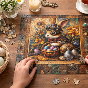 Steampunk Easter Bunny Vintage Jigsaw Puzzle
