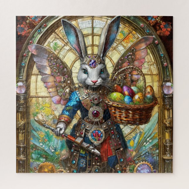 Steampunk Easter Bunny Warrior Angel Jigsaw Puzzle (Vertical)