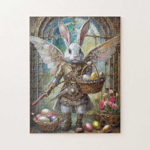Steampunk Easter Bunny Warrior Angel Jigsaw Puzzle