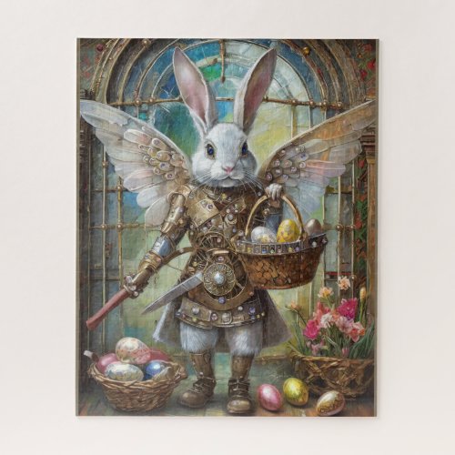Steampunk Easter Bunny Warrior Angel Jigsaw Puzzle