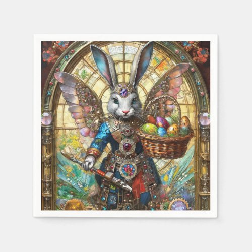 Steampunk Easter Bunny Warrior Angel Napkins