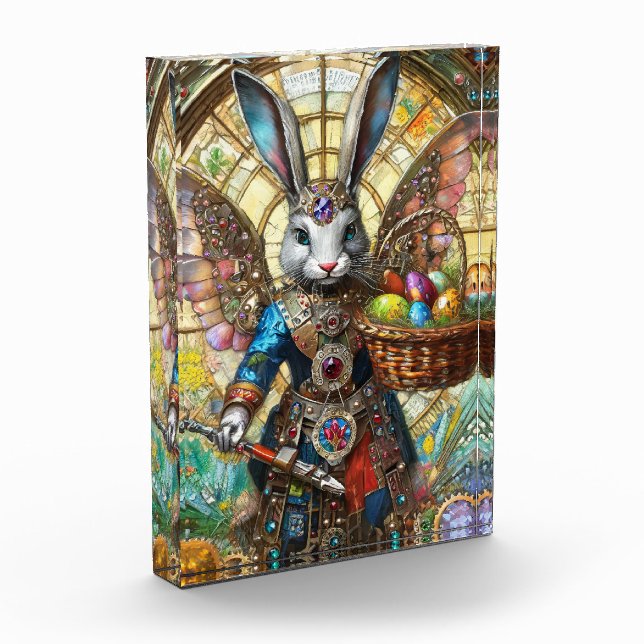 Steampunk Easter Bunny Warrior Angel Photo Block (Left)